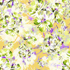 Fototapeta premium Seamless pattern of blue wildflowers