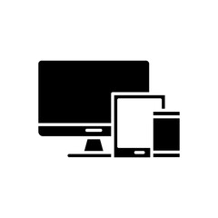 desktop computer monitor and digital devices silhouette style icon