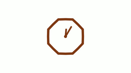 Amazing brown dark counting down 12 hours clock icon on white background,clock icon without trick