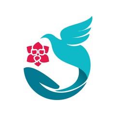 Dove and Helping Hand Vector Logo Template