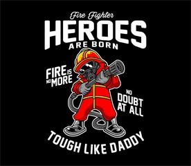 fire Fighter cartoon for  T shirt graphic
