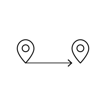 Pin ponter with arrow. Direction ponter. Stock vector illustration isolated on white background