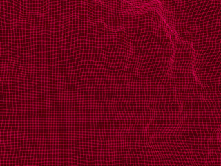 3D rendering red light topographic wireframe