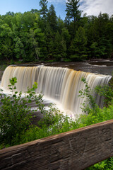 Upper falls at Tahquamenon Falls State Park in summer Michigan
