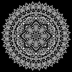 White mandala on black Pattern Stencil Doodles Sketch