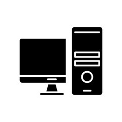 desktop computer monitor and tower silhouette style icon