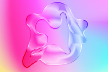 Holographic 3D liquid abstract shape, gradient fluid poster background.