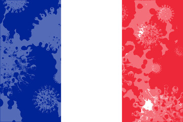 Flagge von Frankreich und Corona Virus