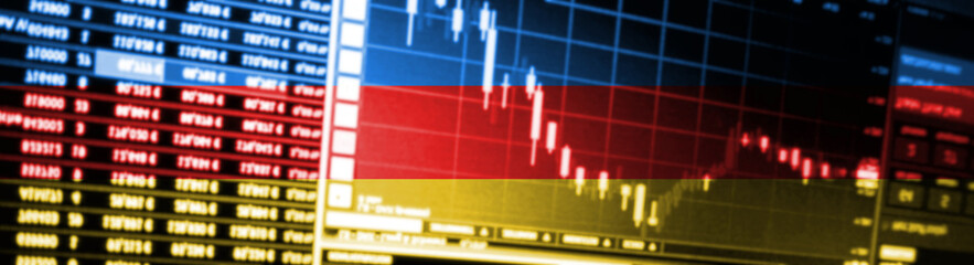 Deutsche Flagge und Börse in Deutschland