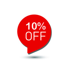 Special offer sale red tag isolated vector illustration. Sale 10% OFF discount sticker icon vector Red tag discount offer price label for graphic design, logo, web site, social media, mobile app,