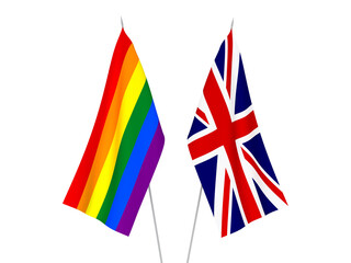 Great Britain and Rainbow gay pride flags