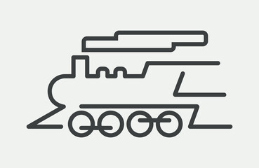 Speeding vintage train editable vector icon. Isolated on white background.