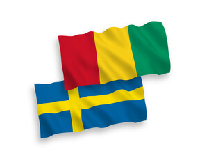 Flags of Sweden and Guinea on a white background