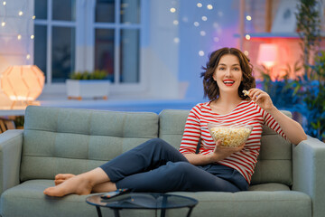 woman watching TV