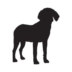 Standing Harrier Dog On A Side View, Silhouette, Found In Map Of United Kingdom