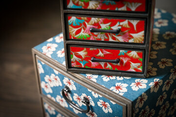 Japanese micro boxes with floral designs.