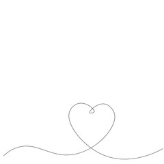 Heart love background line drawing, vector illustration