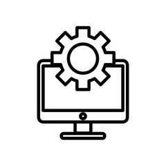 desktop computer monitor with gear line style icon
