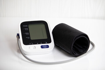 Blood pressure monitor turn off, white background