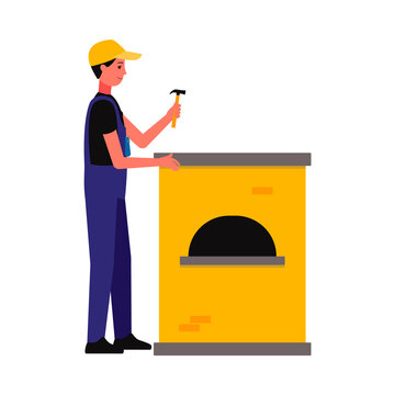 Repairman or master of household appliances flat vector illustration isolated.