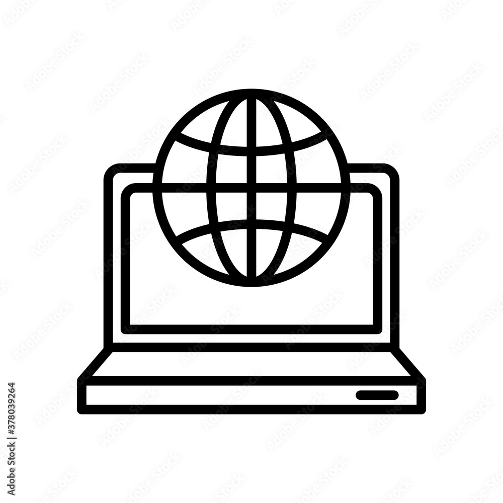 Aufkleber laptop computer portable with sphere line style icon
