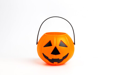 Halloween bucket isolated on white background.