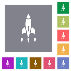 Rocket square flat icons