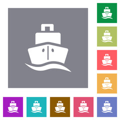 Cruise ship square flat icons