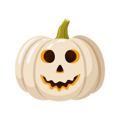 Cute Halloween pumpkin Jack'o lantern. Vector stock flat illustration isolated on a white background. Ready-to-print illustration for clothing, mugs.