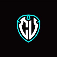 Initial C U letter with shield modern style logo template vector © diva