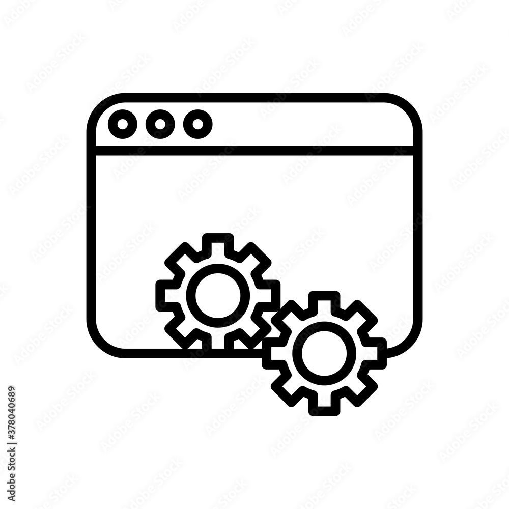 Poster webpage template with gears line style icon
