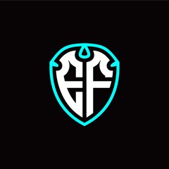 Initial E F letter with shield modern style logo template vector