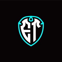 Obraz premium Initial E T letter with shield modern style logo template vector