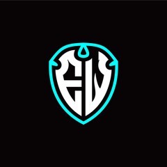 Initial E W letter with shield modern style logo template vector
