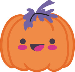 Halloween happy pumpkin chibi emoji. Seasonal vector