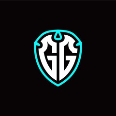Initial G G letter with shield modern style logo template vector
