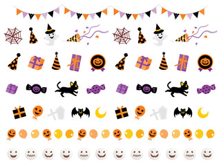 ハロウィンのジャック オ ランタンや風船やお菓子や幽霊のセットイラスト Balloon Wall Mural Ballo Third Stone
