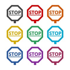 Coronavirus Stop Sign, color set