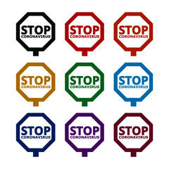 Coronavirus Stop Sign, color set