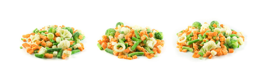 Frozen Mixed Vegetables Isolated on White Background