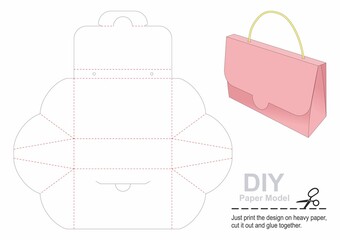 Gift Box Template. Paper Bag Self - folding. DIY.