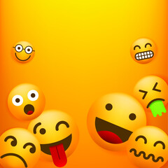 High Quality Emoticon Character Yellow Background . Isolated Vector Elements