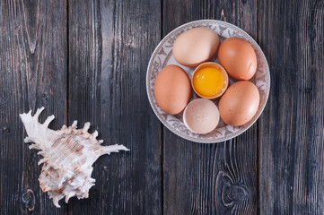 Eggs chicken on a plate