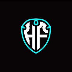 Initial H F letter with shield modern style logo template vector