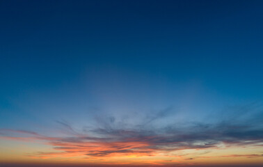 Large panorama with sunset sky with multicolor clouds