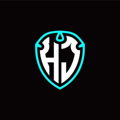 Initial H J letter with shield modern style logo template vector
