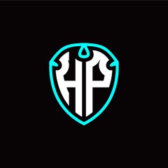 Initial H P letter with shield modern style logo template vector