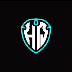 Initial H Q letter with shield modern style logo template vector
