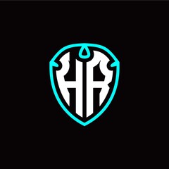 Initial H R letter with shield modern style logo template vector