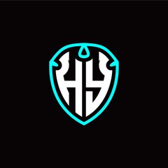 Initial H Y letter with shield modern style logo template vector